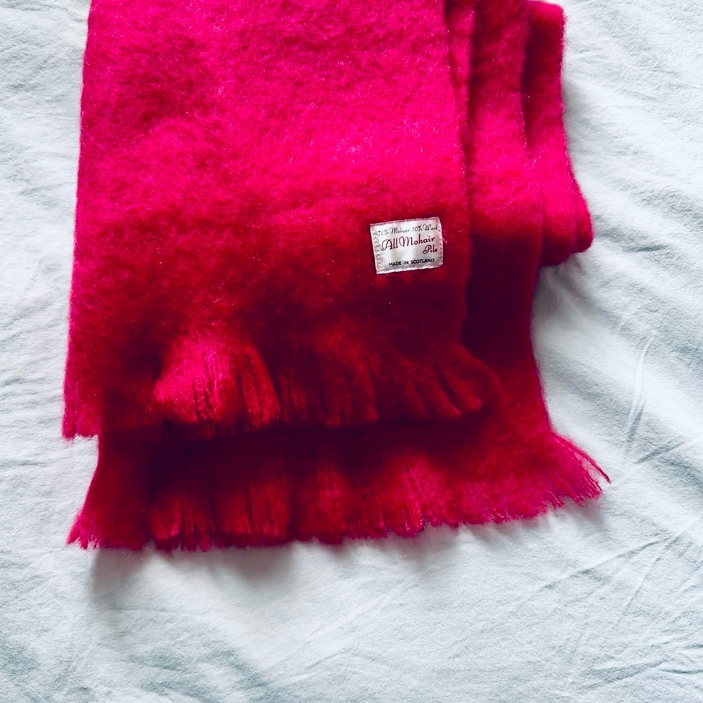 Bright Pink Mohair Scarf from Scotland